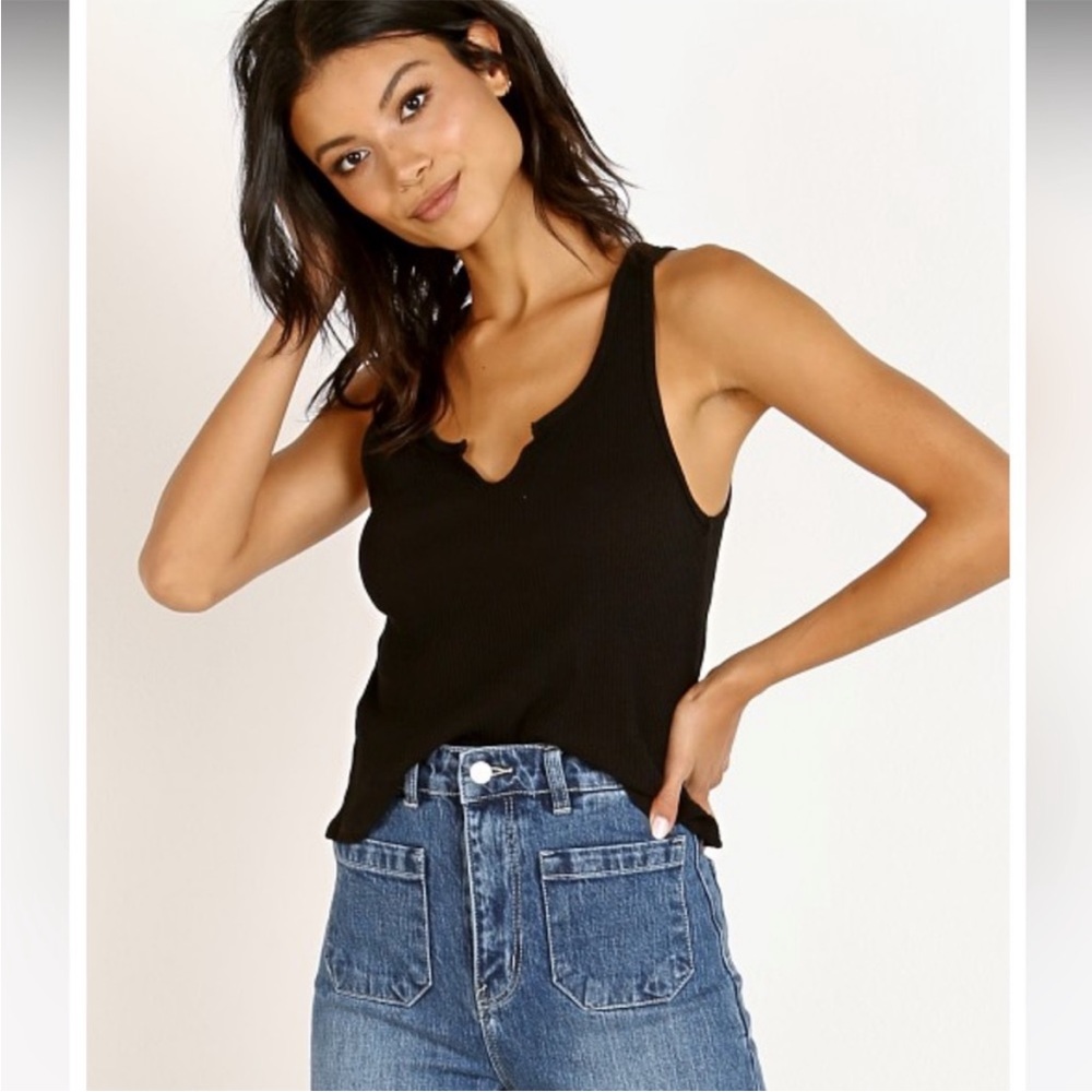 NWT LACAUSA Anthropology Black Roxy Tank - Large